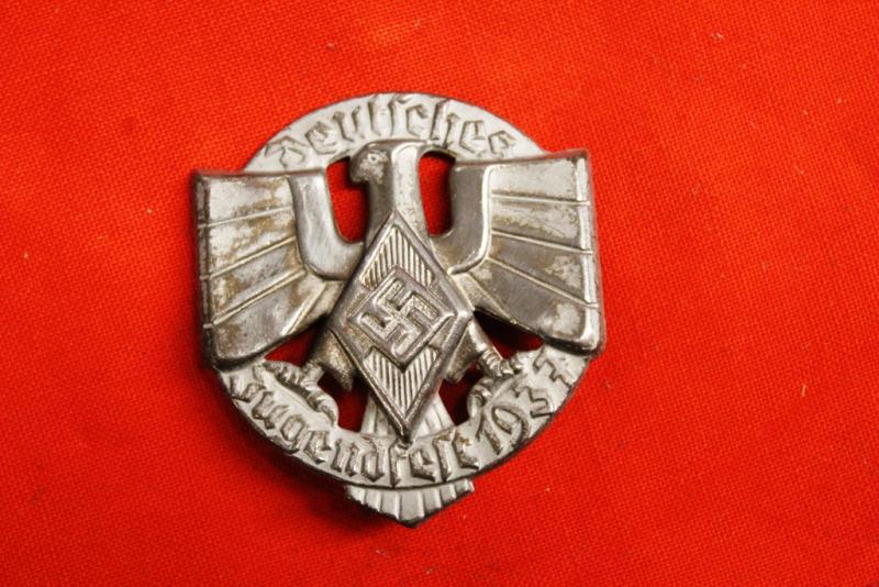 1937 DEUTSCHES JUGENFEST, German Youth Festival Day Badge, Tinnie