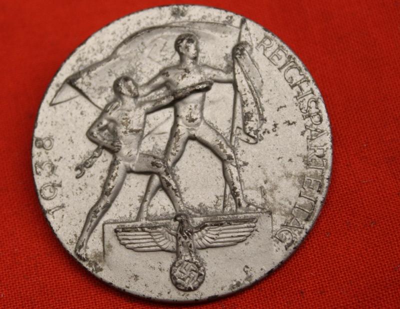 1938 REICHSPARTEITAG Day Badge, Tinnie, maker marked