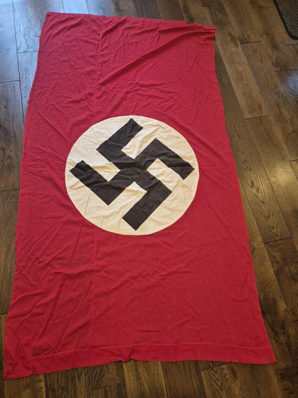 WW2 GERMAN PARTY FLAG 200CM/110CM, HOOD CONDITION BOTH SIDES